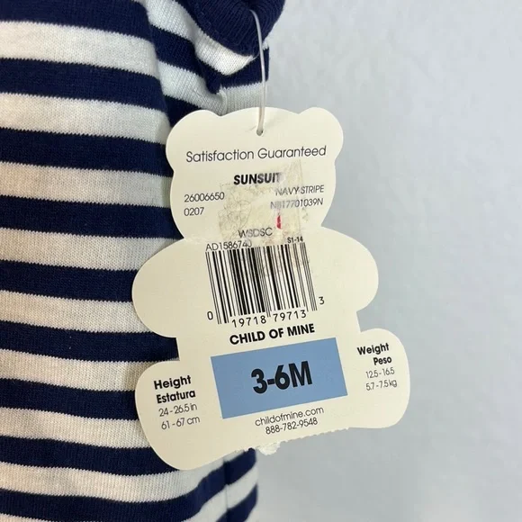 Child of Mine Navy and White Striped Sunsuit - Picture 6 of 9
